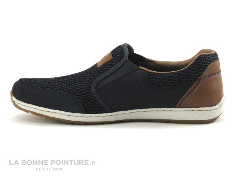 Achat chaussures Rieker Homme Mocassin, vente Rieker 08869-14 - Bleu - Marron - Chaussure Homme sans lacet