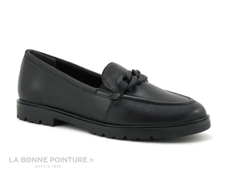 Achat chaussures Tamaris Femme Mocassin, vente Tamaris 1-24201-41 Black leather- Mocassin femme noir - Chainette noire