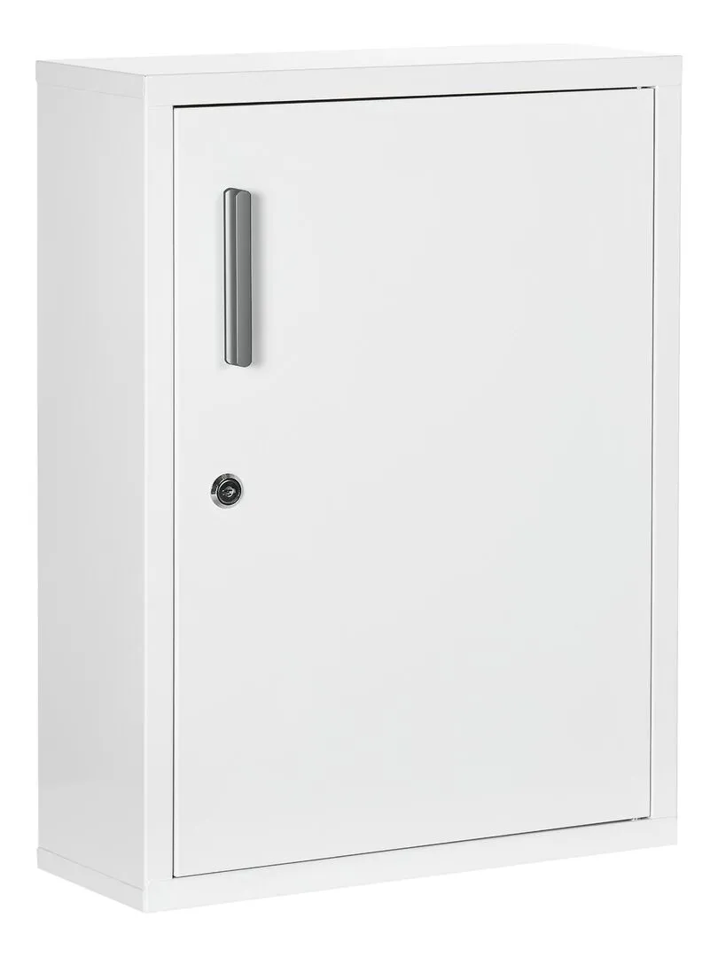 Armoire à pharmacie verrouillable 2 étagères 2 clés logo croix acier blanc - Blanc