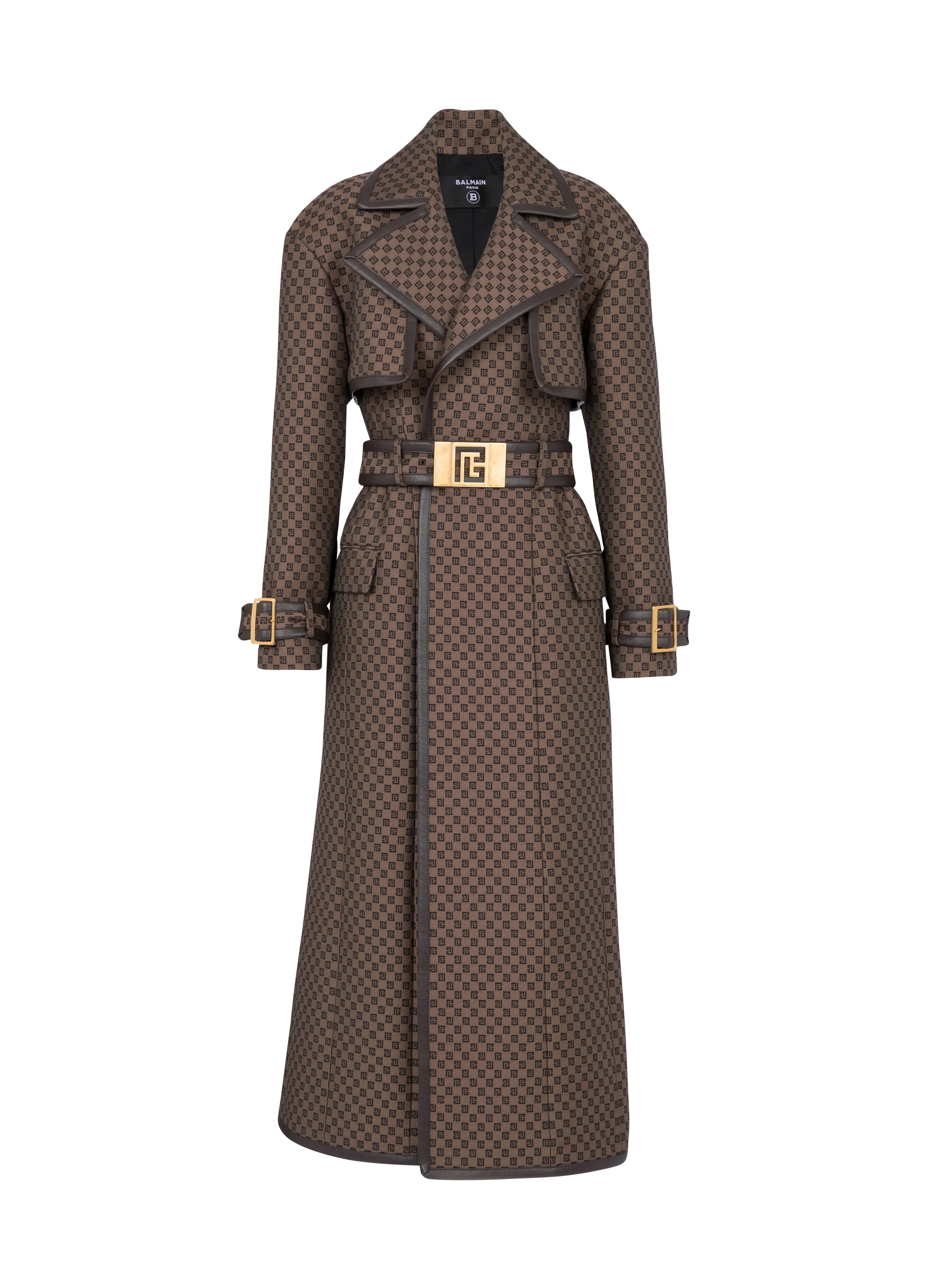 BALMAIN  Trench en jacquard mini monogramme - Marron