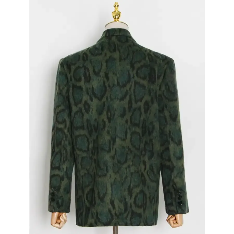 Blazer Imprimé Léopard Oversize Vert
