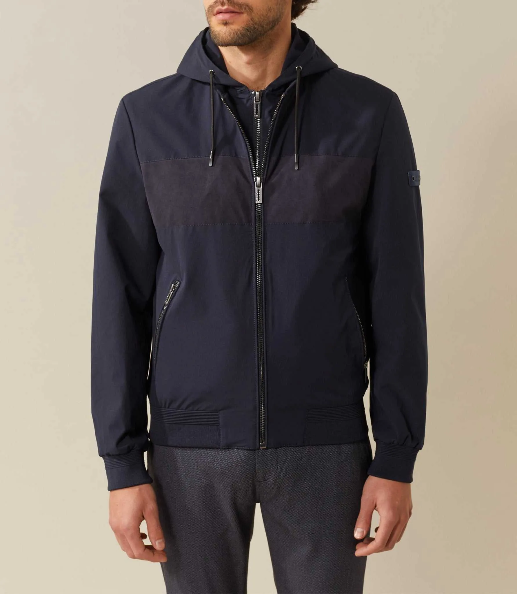 Blouson a capuche marine Khan