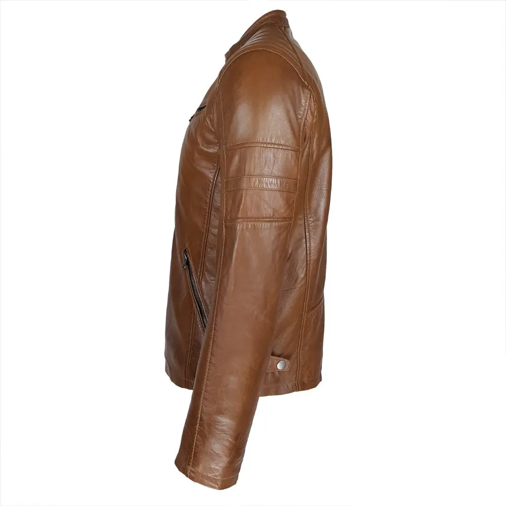 blouson cuir homme castagne