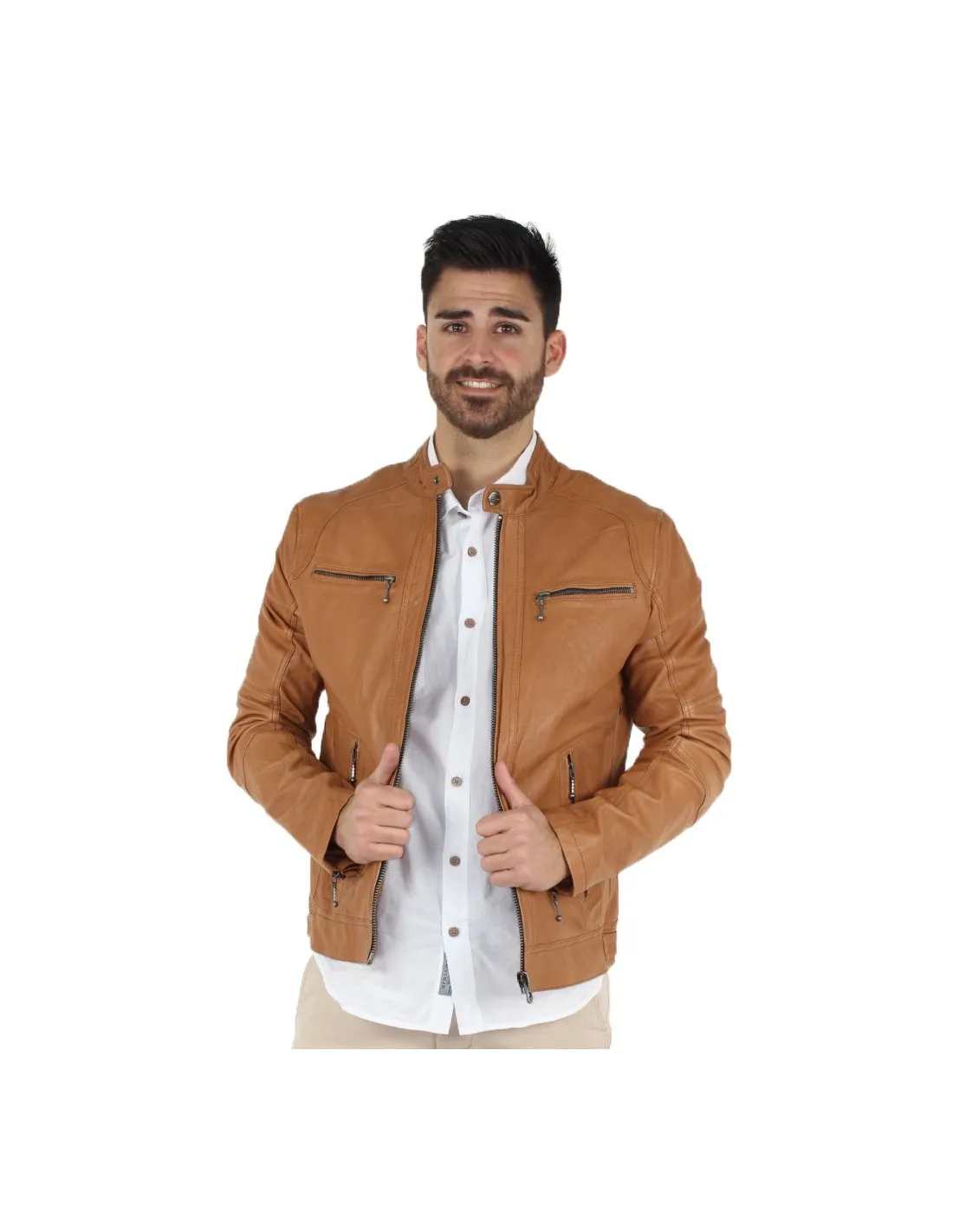 Blouson Daytona Emmerson Castel en cuir ref_day42667-tan marron