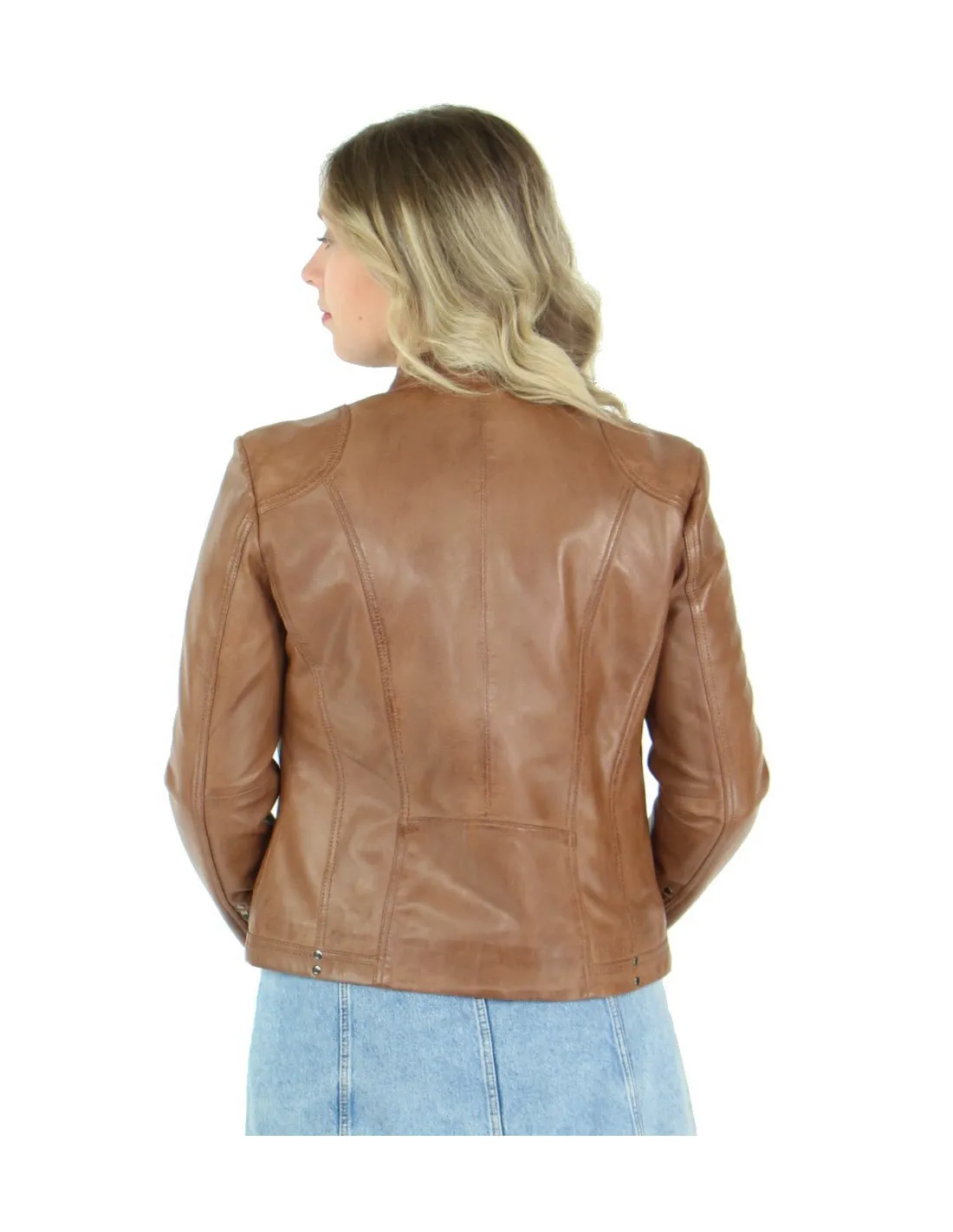 Blouson en cuir agneau ref_45400 Gold