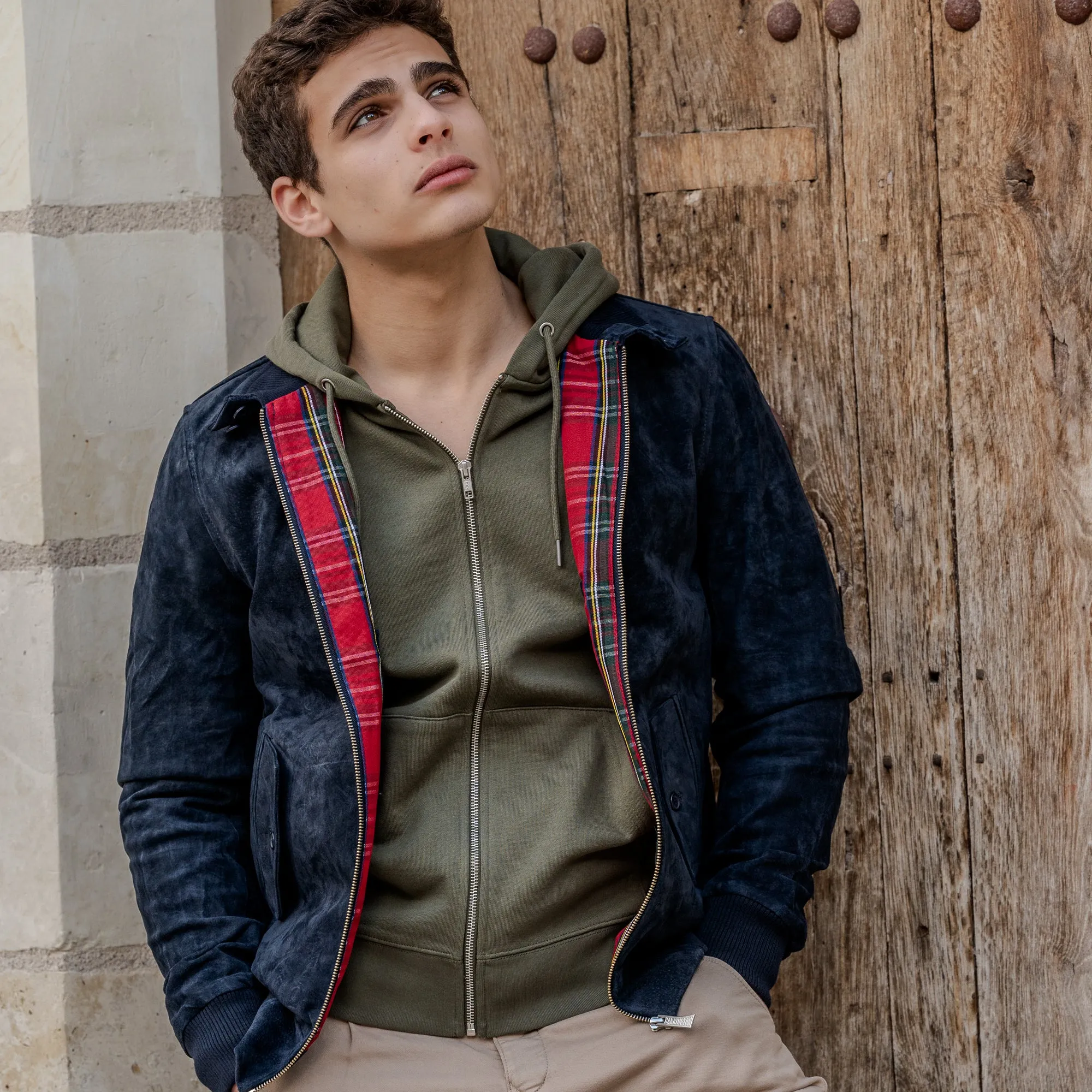Blouson en daim bleu marine