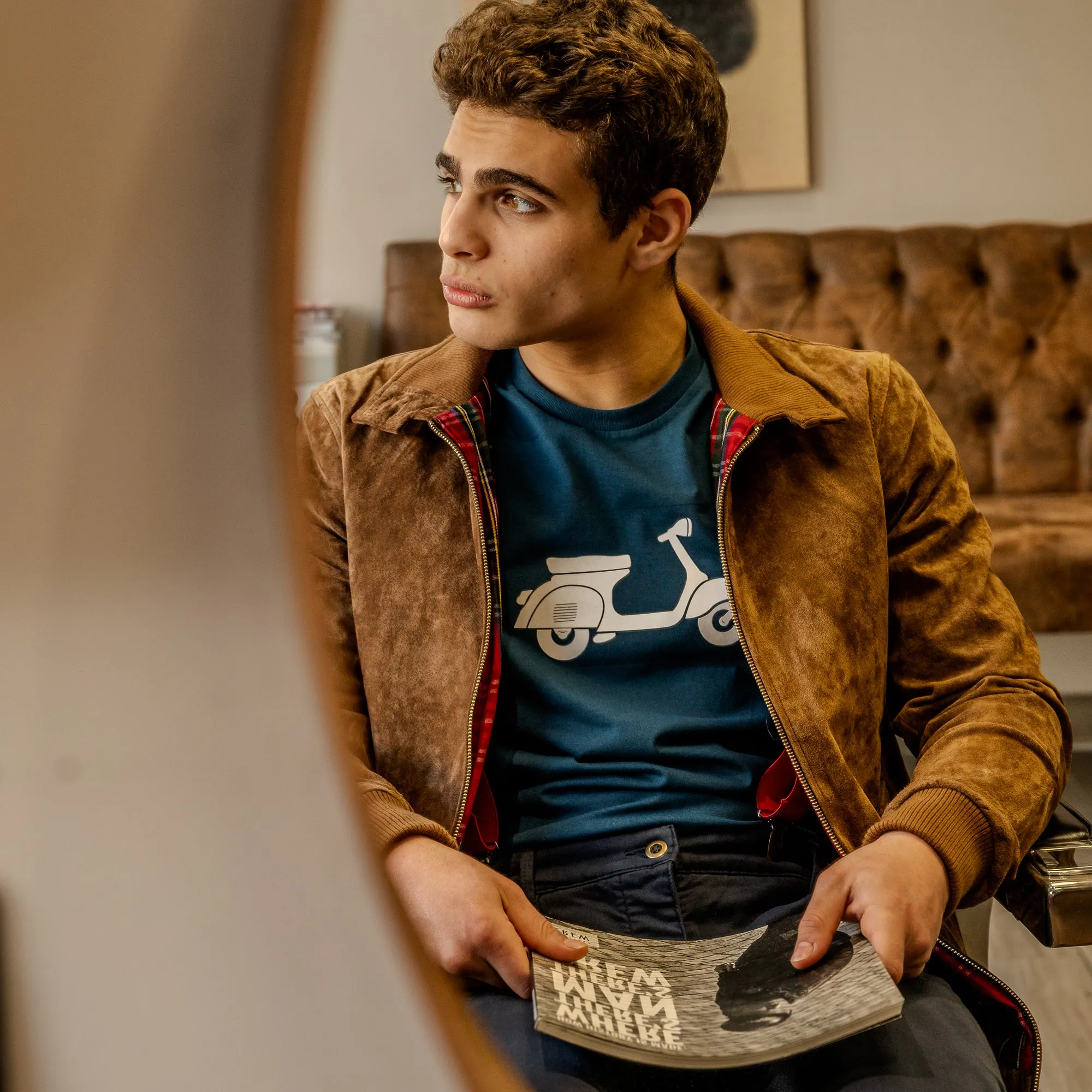 Blouson en daim tabac