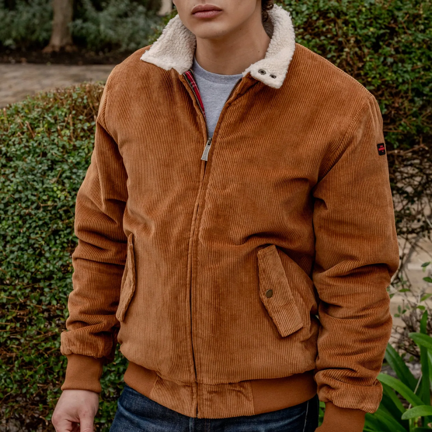 Blouson en velours ctelé caramel