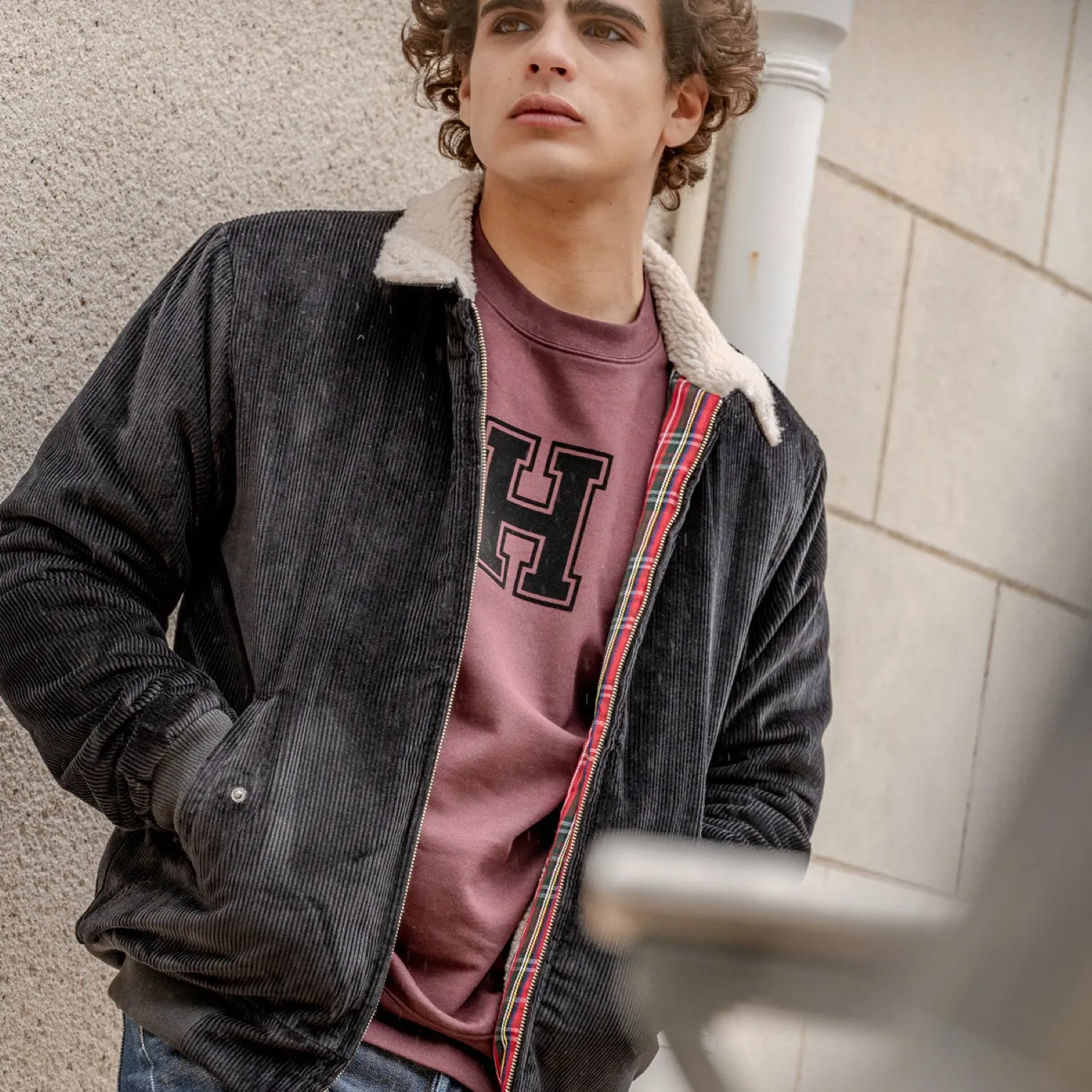 Blouson en velours ctelé noir