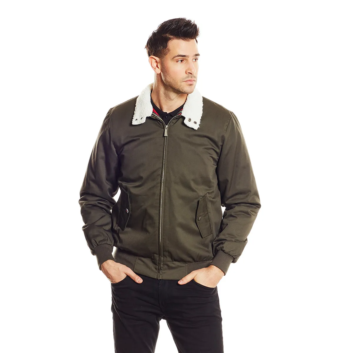Blouson fourré kaki