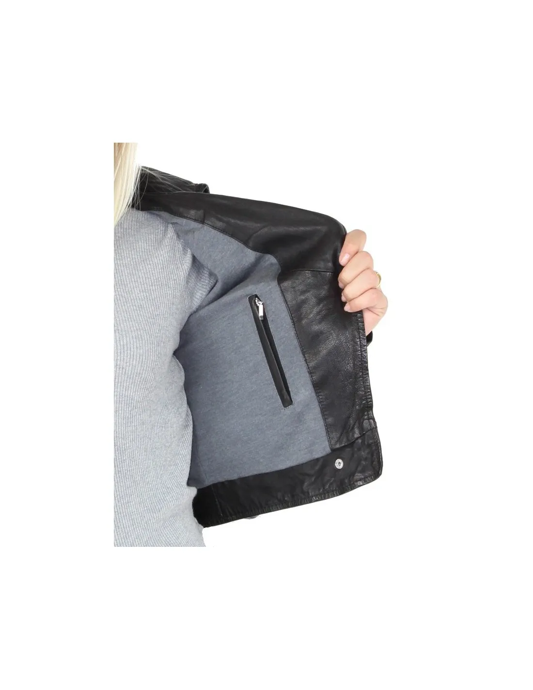 Blouson Oakwood Kyoto en cuir ref 44595 Noir