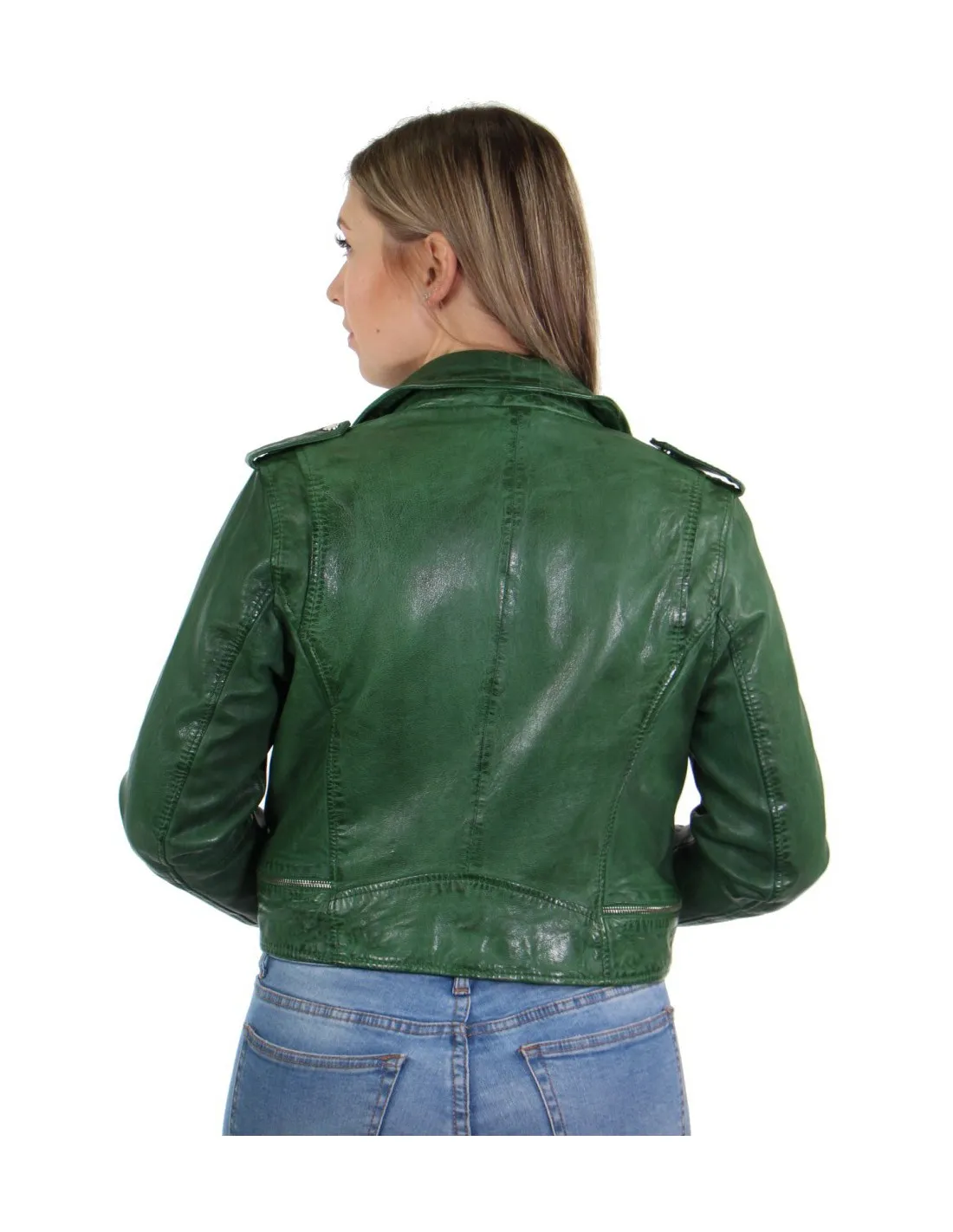 Blouson Oakwood Kyoto en cuir ref 44595 Vert