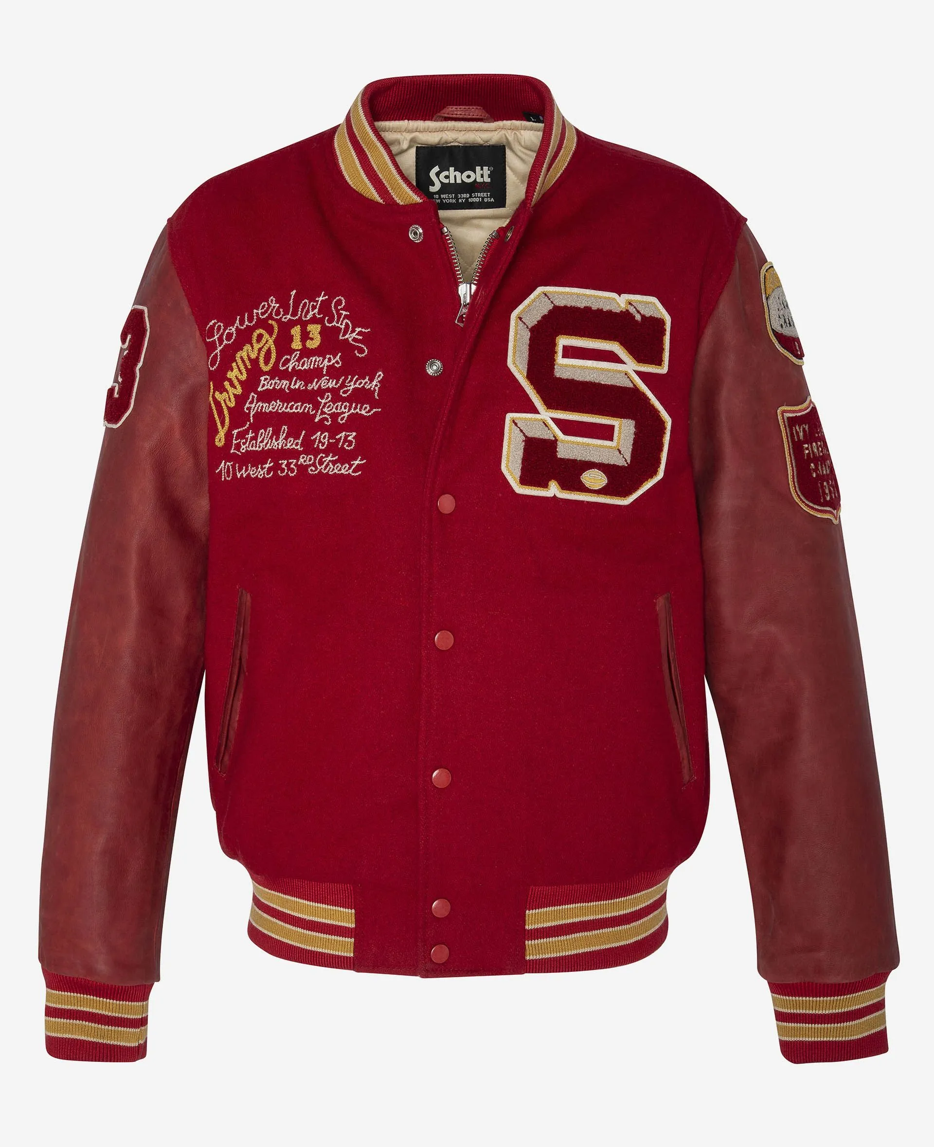 Blouson Teddy Brodé, cuir de vachette
