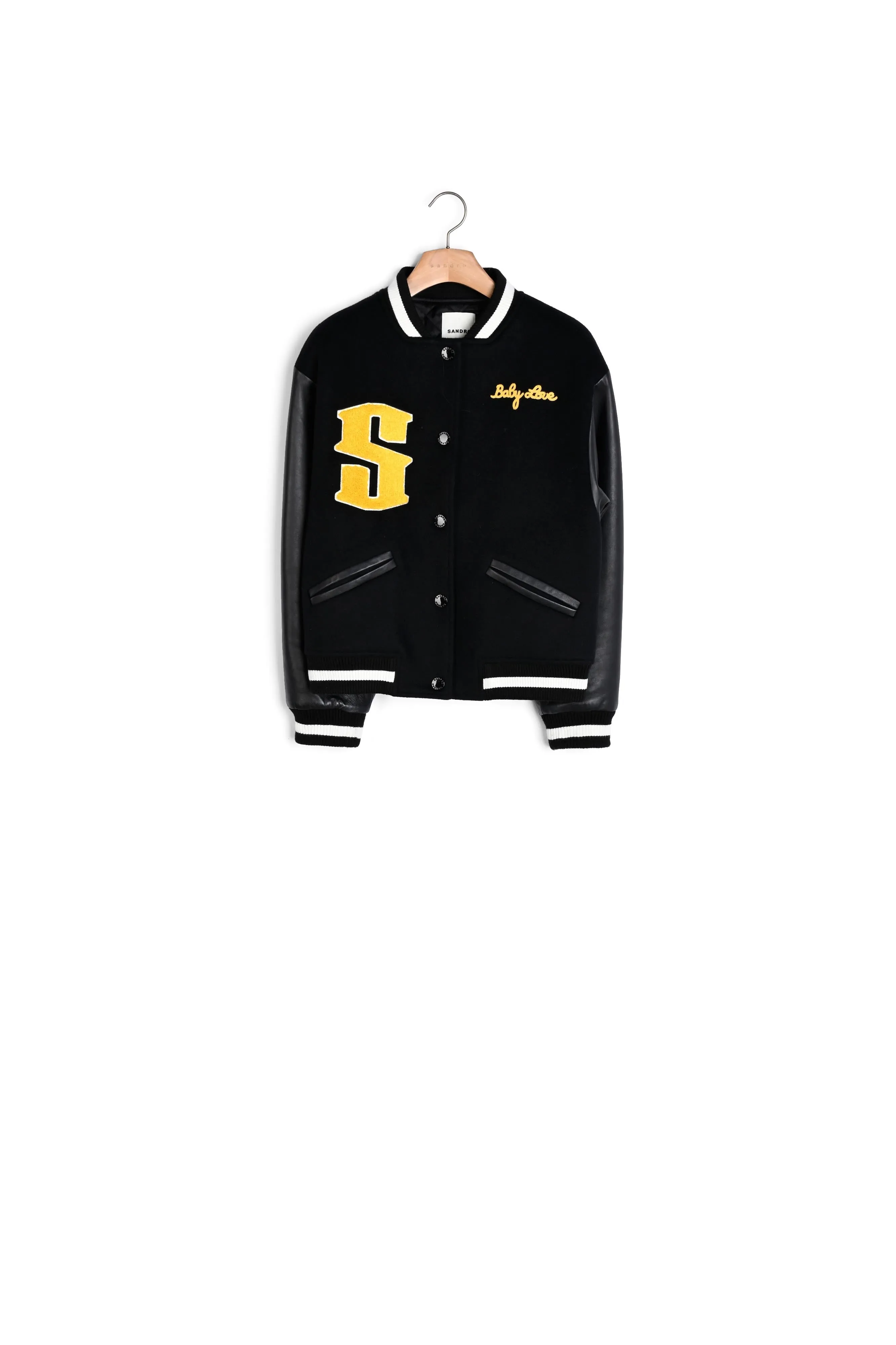 Blouson teddy en laine et cuir