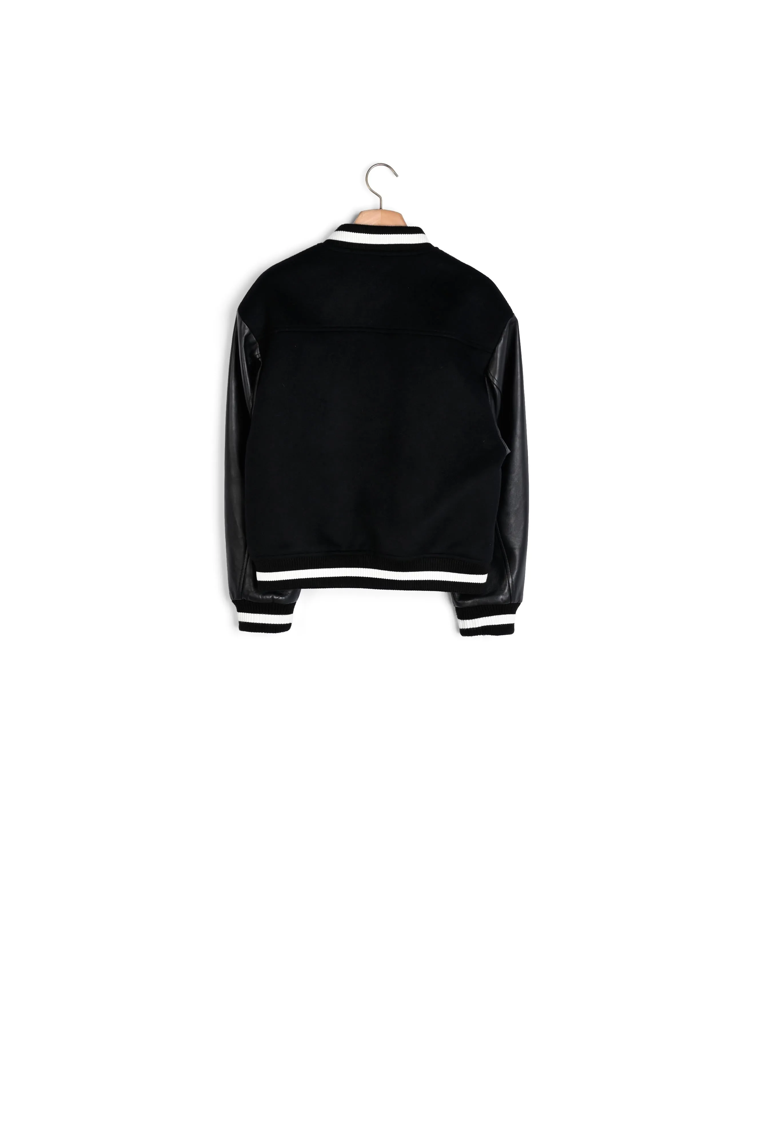 Blouson teddy en laine et cuir
