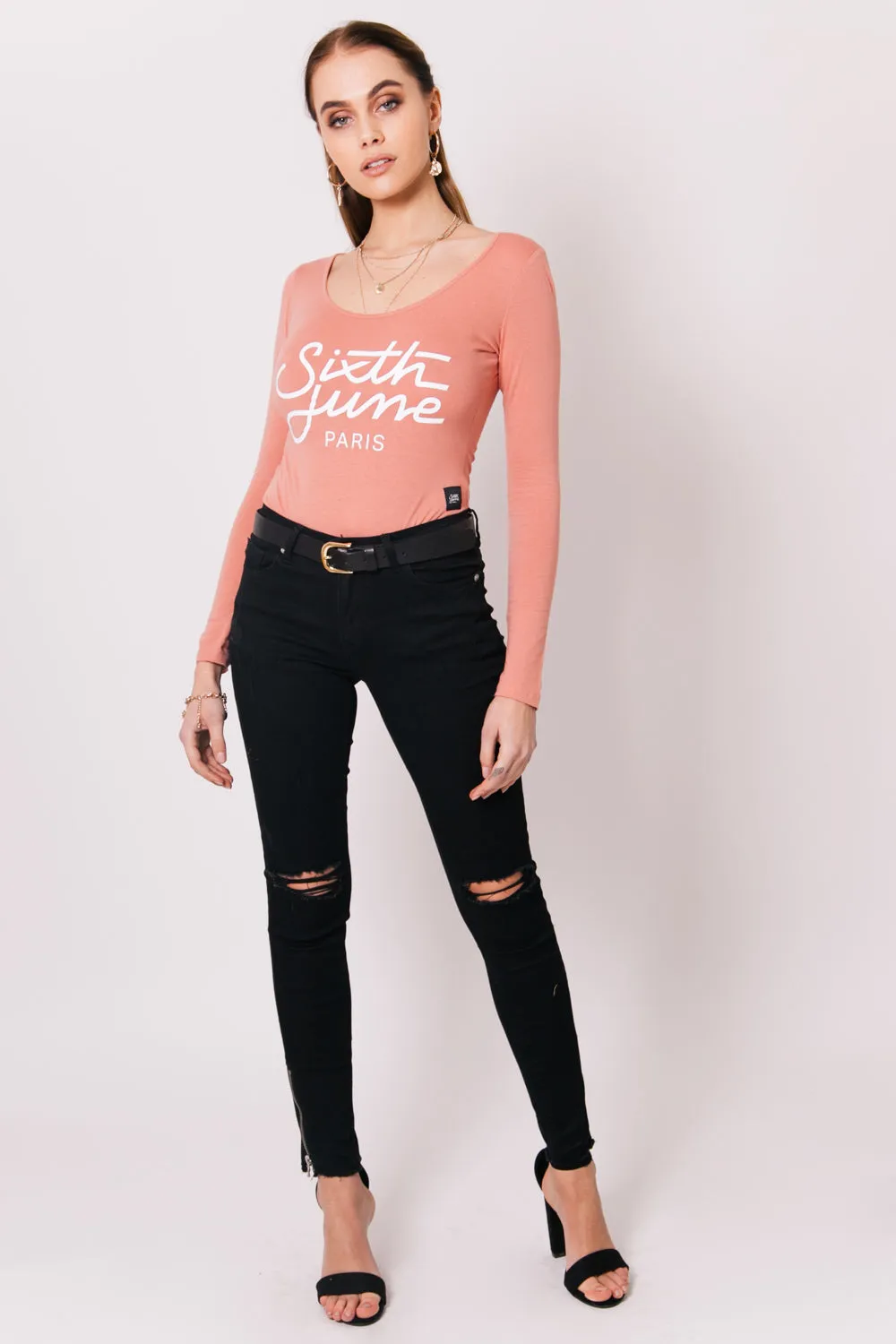 Body manches longues logo rose
