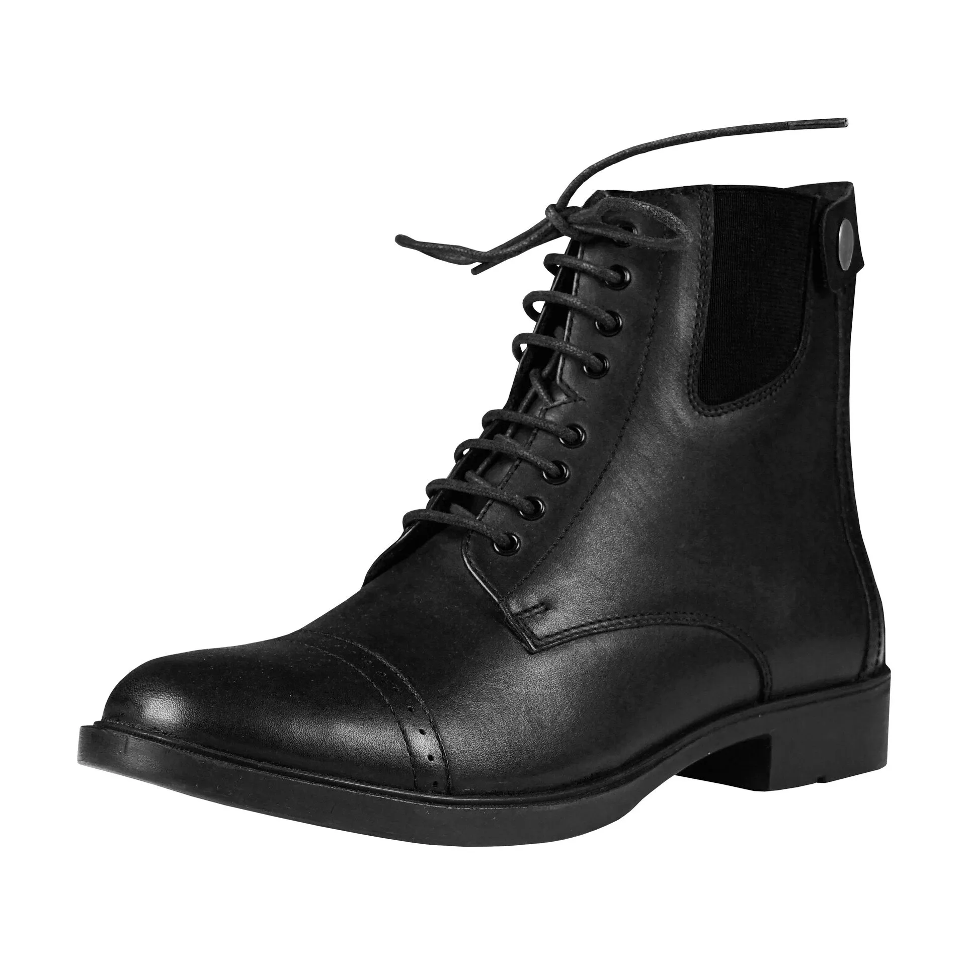Boots d’équitation en cuir à lacets et Zip Deluxe – Noir