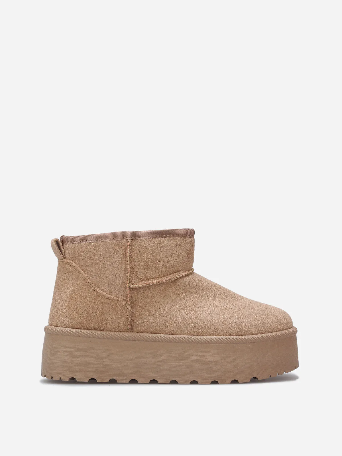 Boots en suédine fourrées à plateforme- Taupe