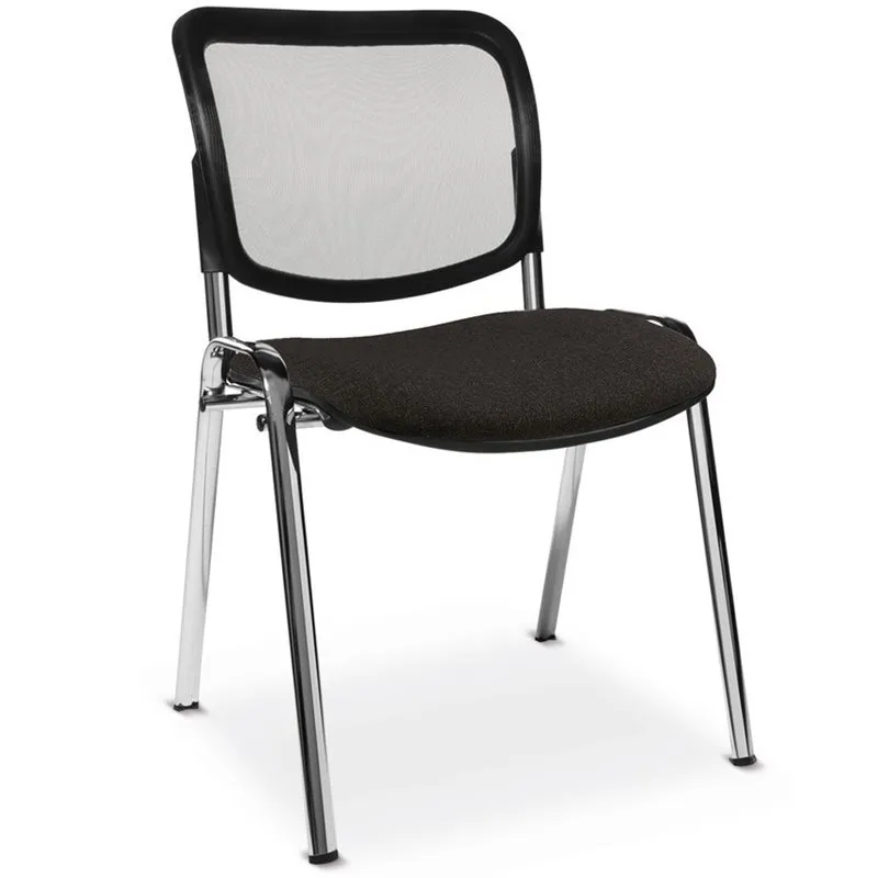 Chaise de réunion à 4 pieds chromés - assise gris anthracite
