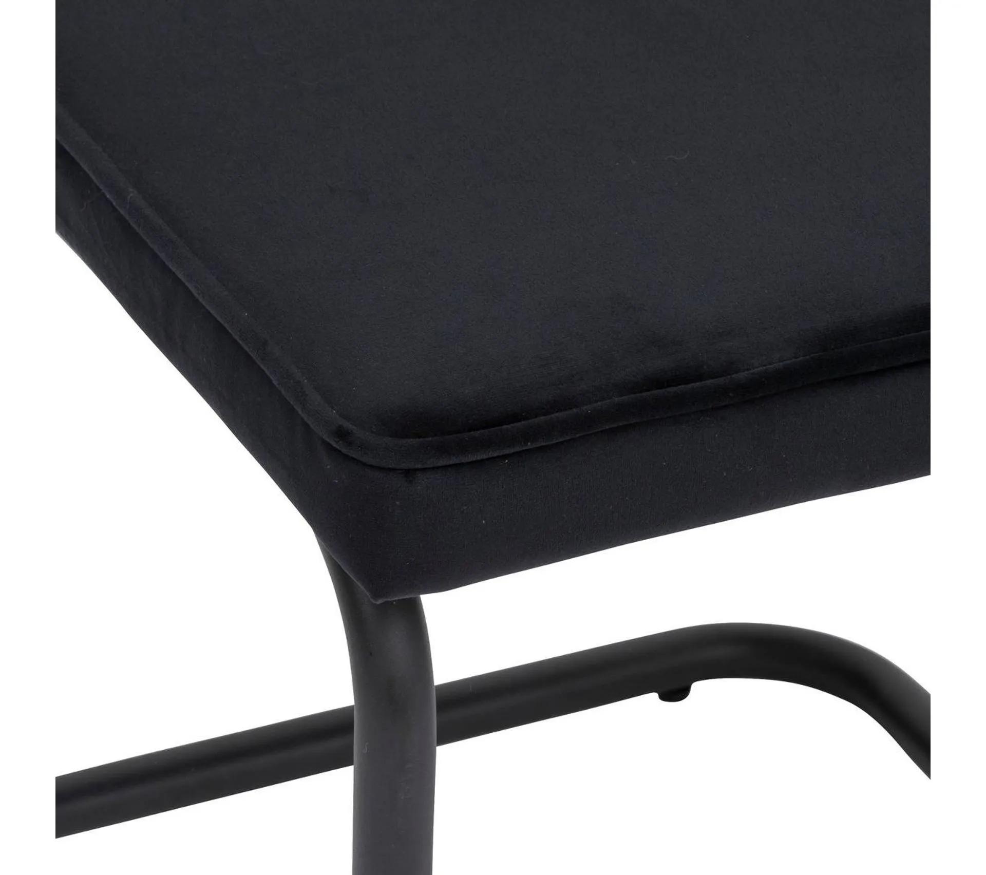 Chaise De Table En Velours Noir Et Pieds En Acier Noir