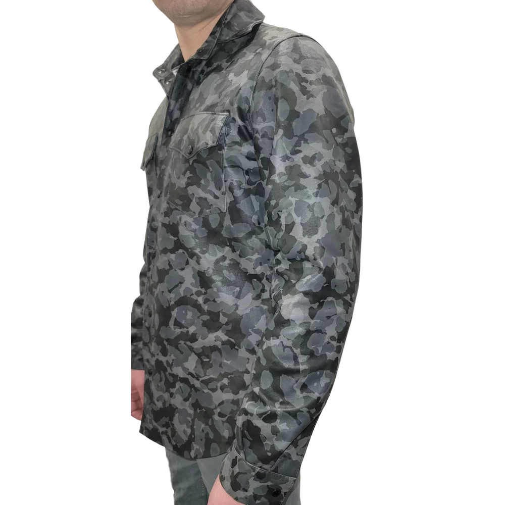 Chemise modèle kamo en agneau impression camouflage