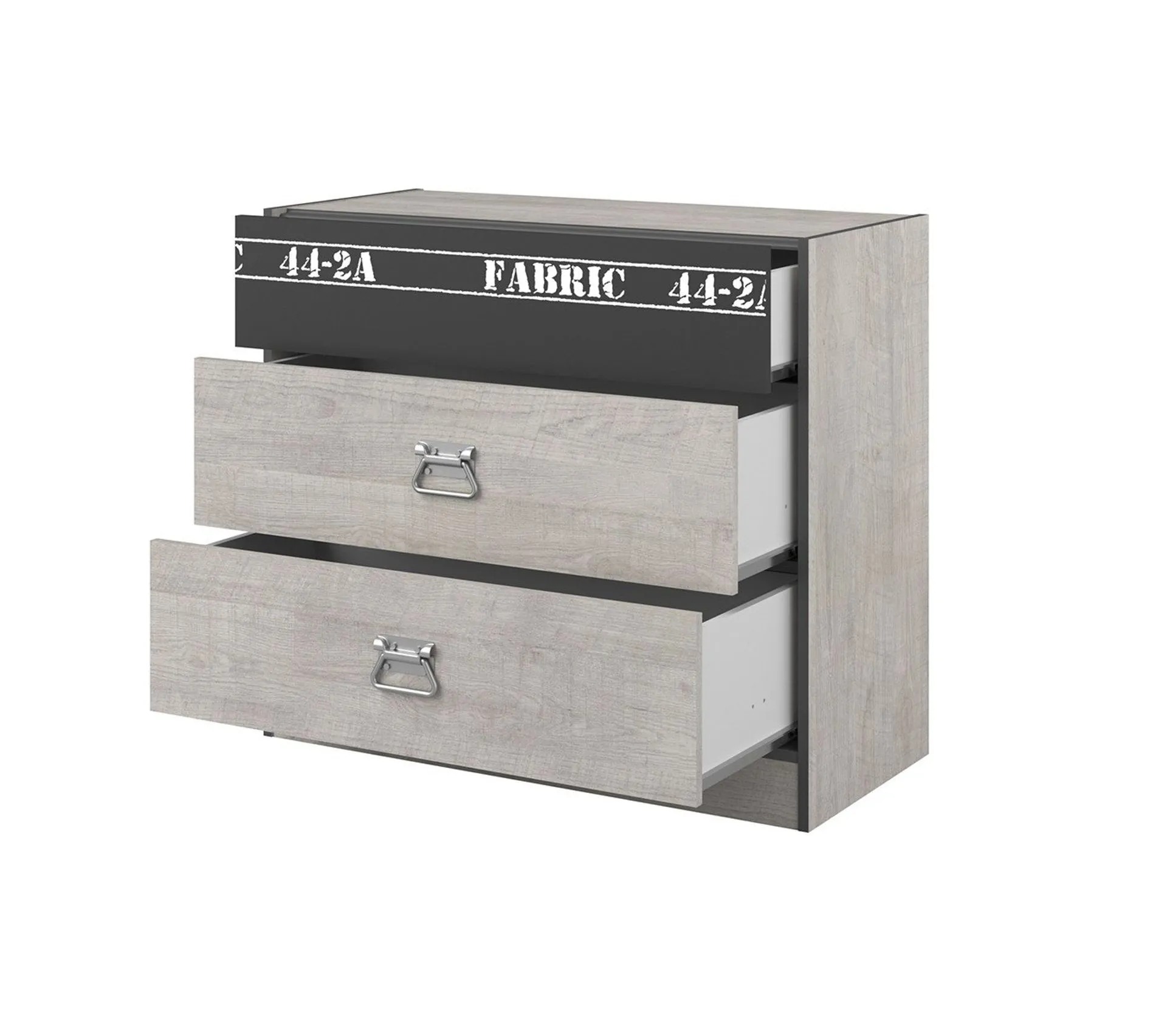 Commode 3 Tiroirs "ruben" 87cm Naturel et Gris