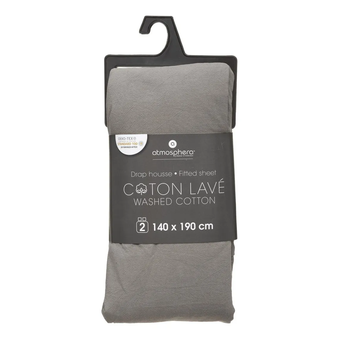 Drap Housse Coton Lavable Gris 140 x 190 | 3 Suisses