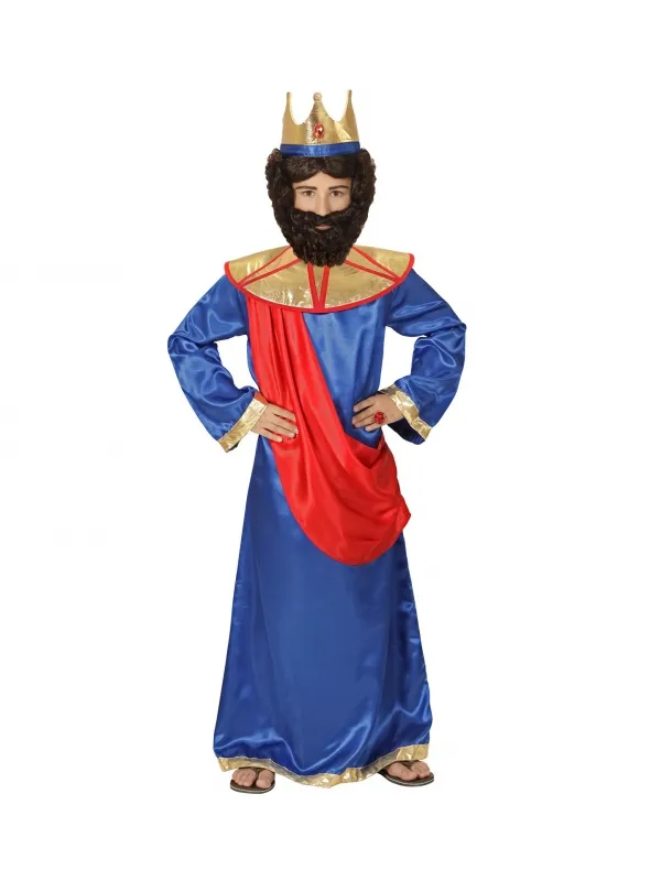 Déguisement roi biblique enfant bleu et rouge