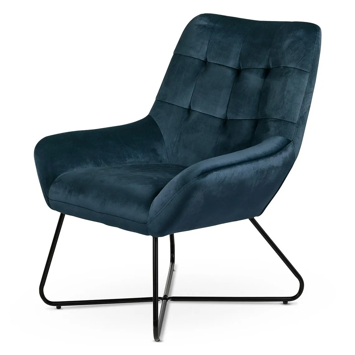 Fauteuil velours gris bleu | 3 Suisses