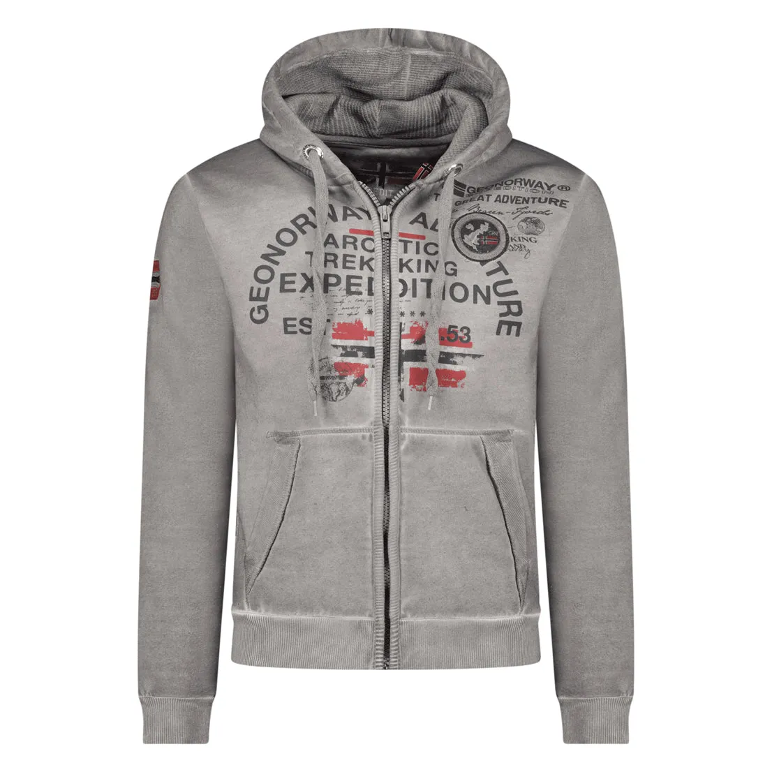Geographical Norway Gergen Homme - Sweat zippé Gris Clair