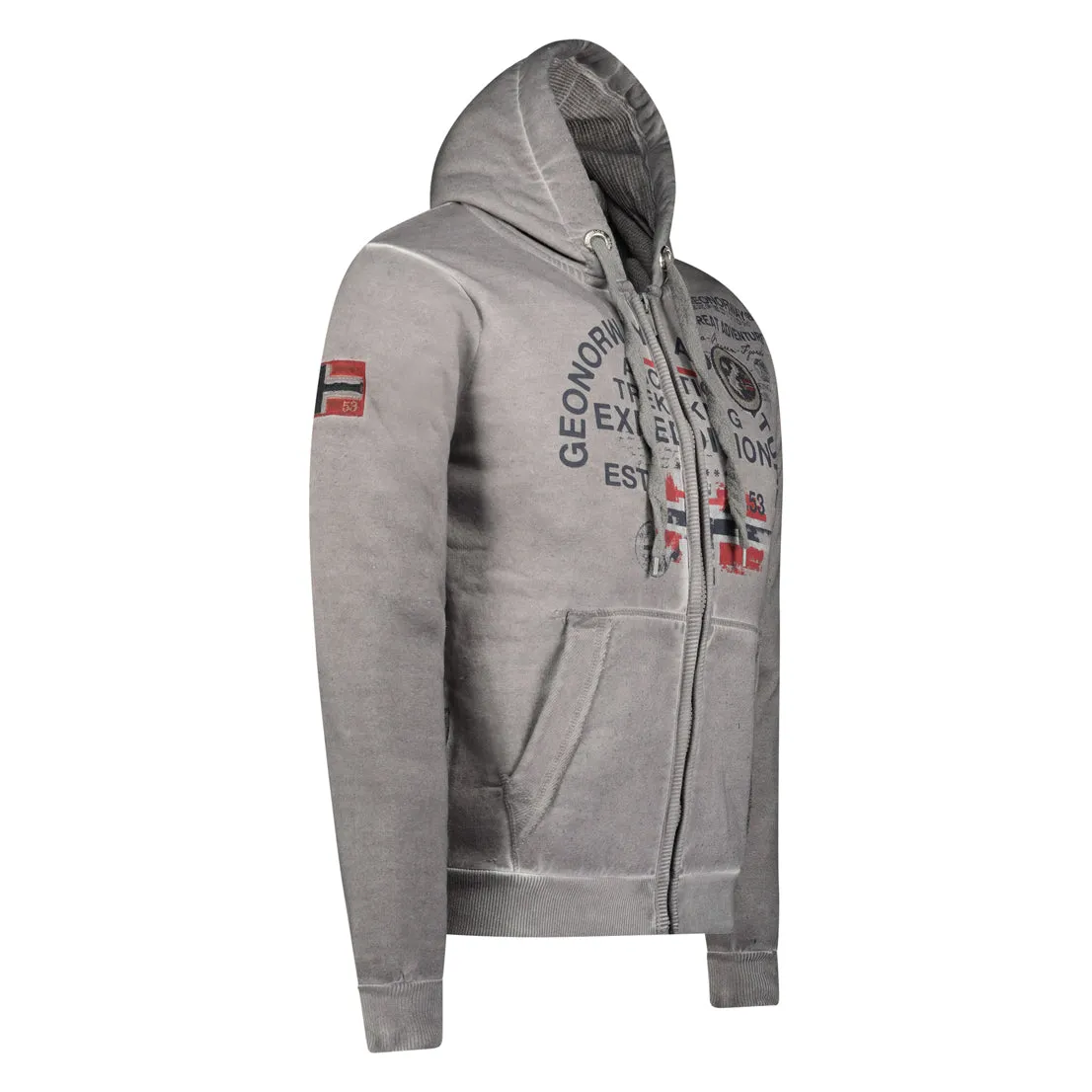 Geographical Norway Gergen Homme - Sweat zippé Gris Clair