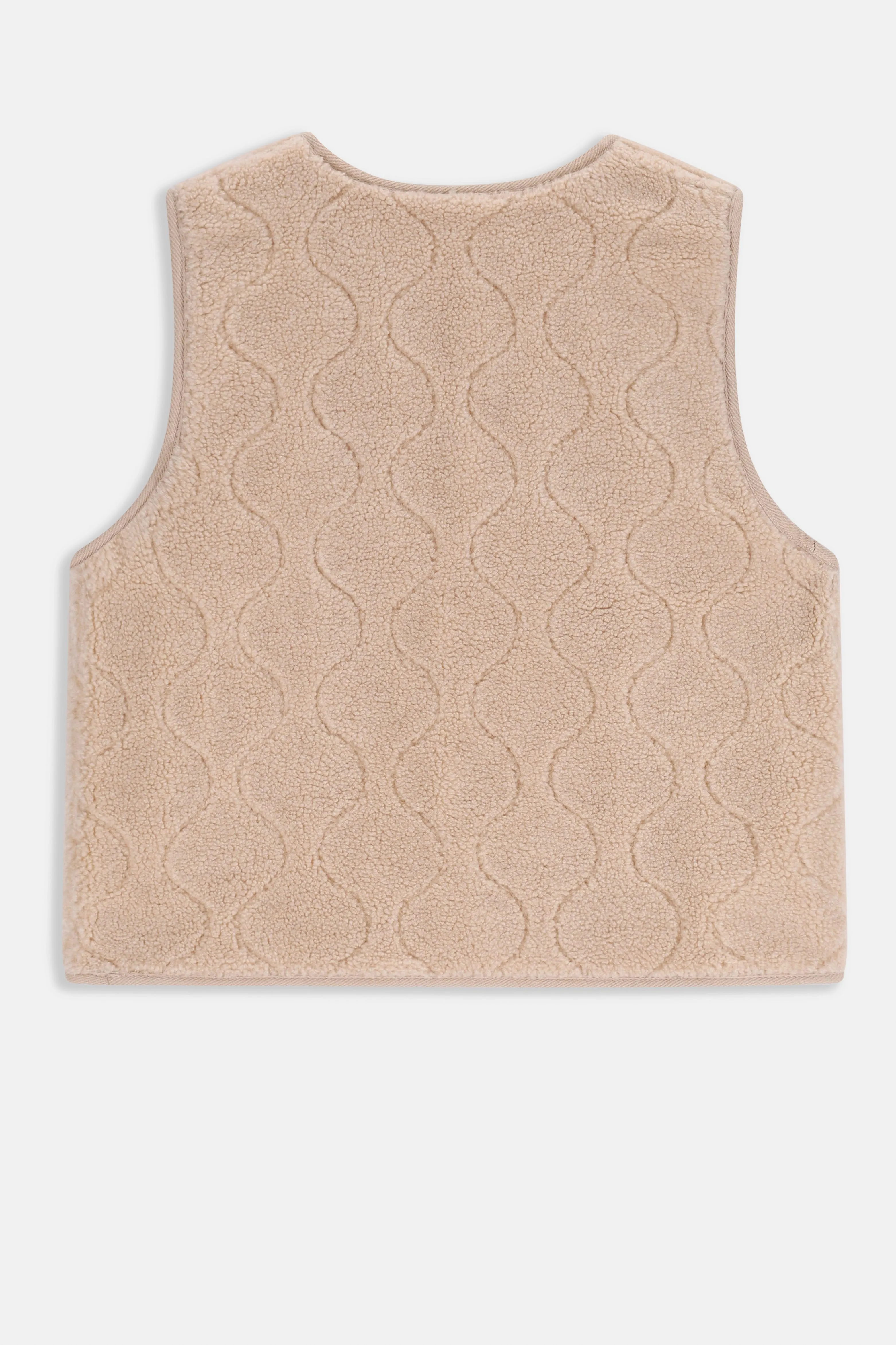 Gilet réversible avec matière duveteuse et velours côtelé - beige