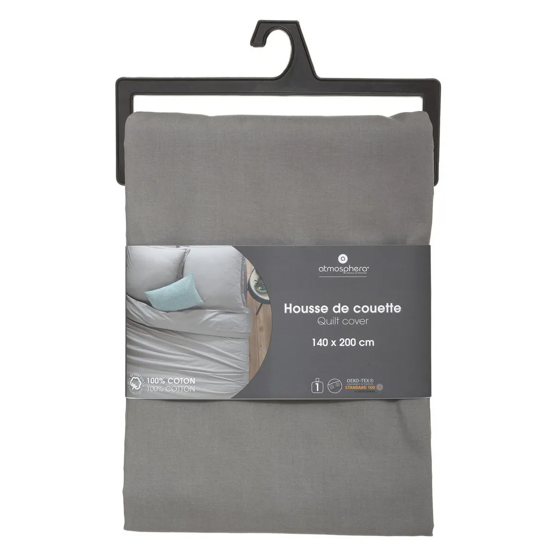 Housse Couette 1 Pièce Gris 140 x 200 | 3 Suisses