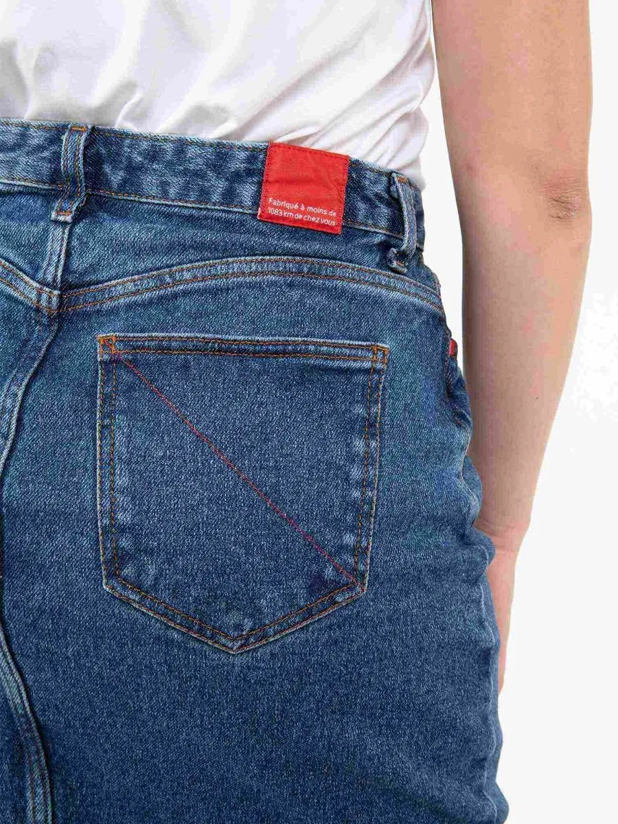 Jupe droite 291h delave taille haute - 1083 - Marques de France