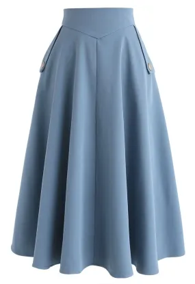 Jupe mi-longue classique Simplicity en bleu