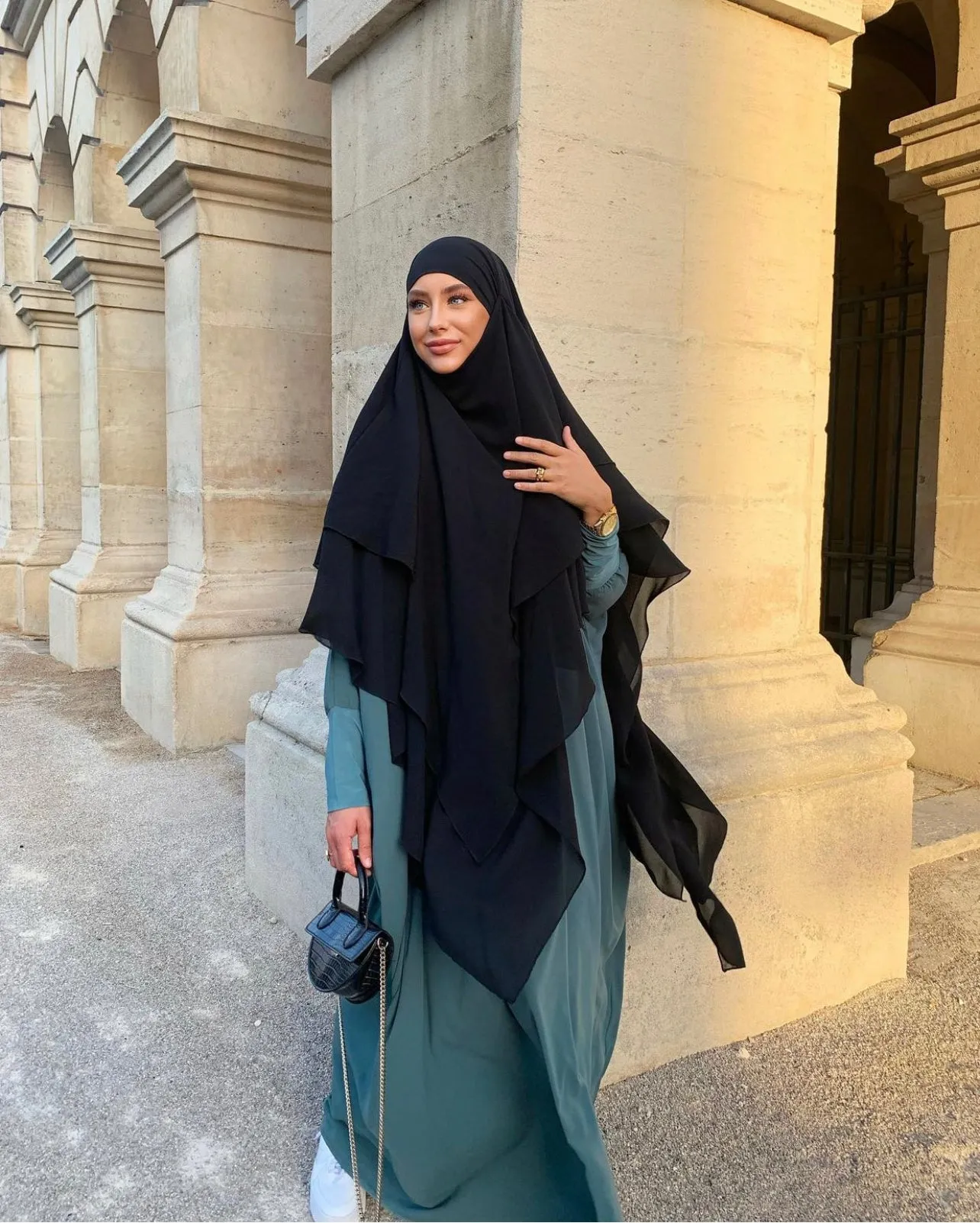 Khimar 3 voiles mousseline noir