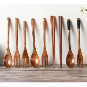 L'élégance à table Ensemble de Couverts en Bois Naturel 