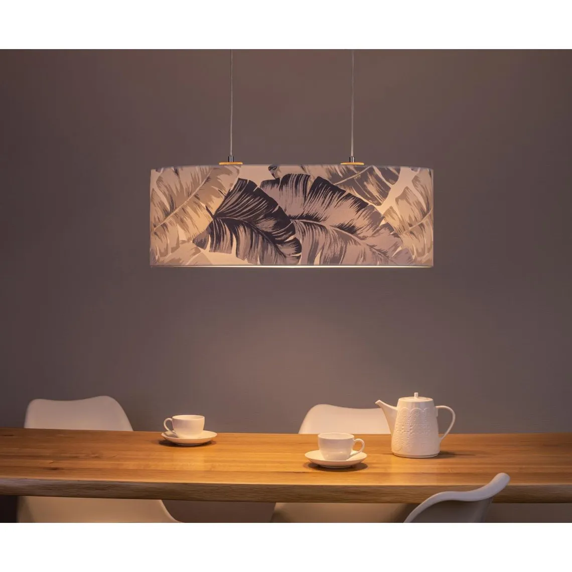 Lampe pendante Lobos 2xE27 Max.40W Chêne huilé/Transparent/Gris-Bleu | 3 Suisses