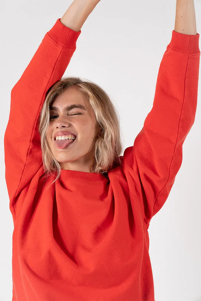 Le sweatshirt Oversize Marty molleton bio-recyclé Rouge Tomato