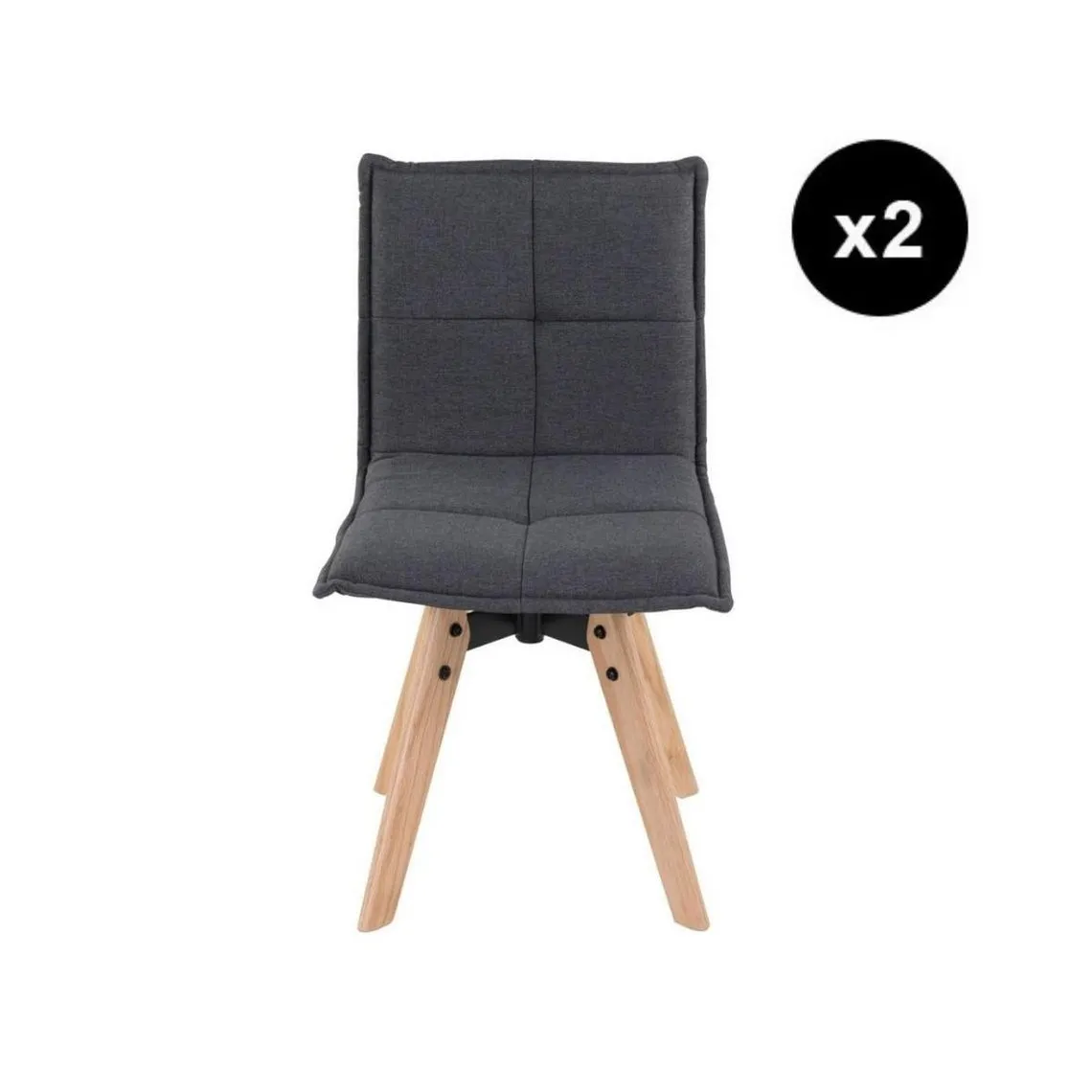 Lot de 2 chaises en tissu gris foncé | 3 Suisses