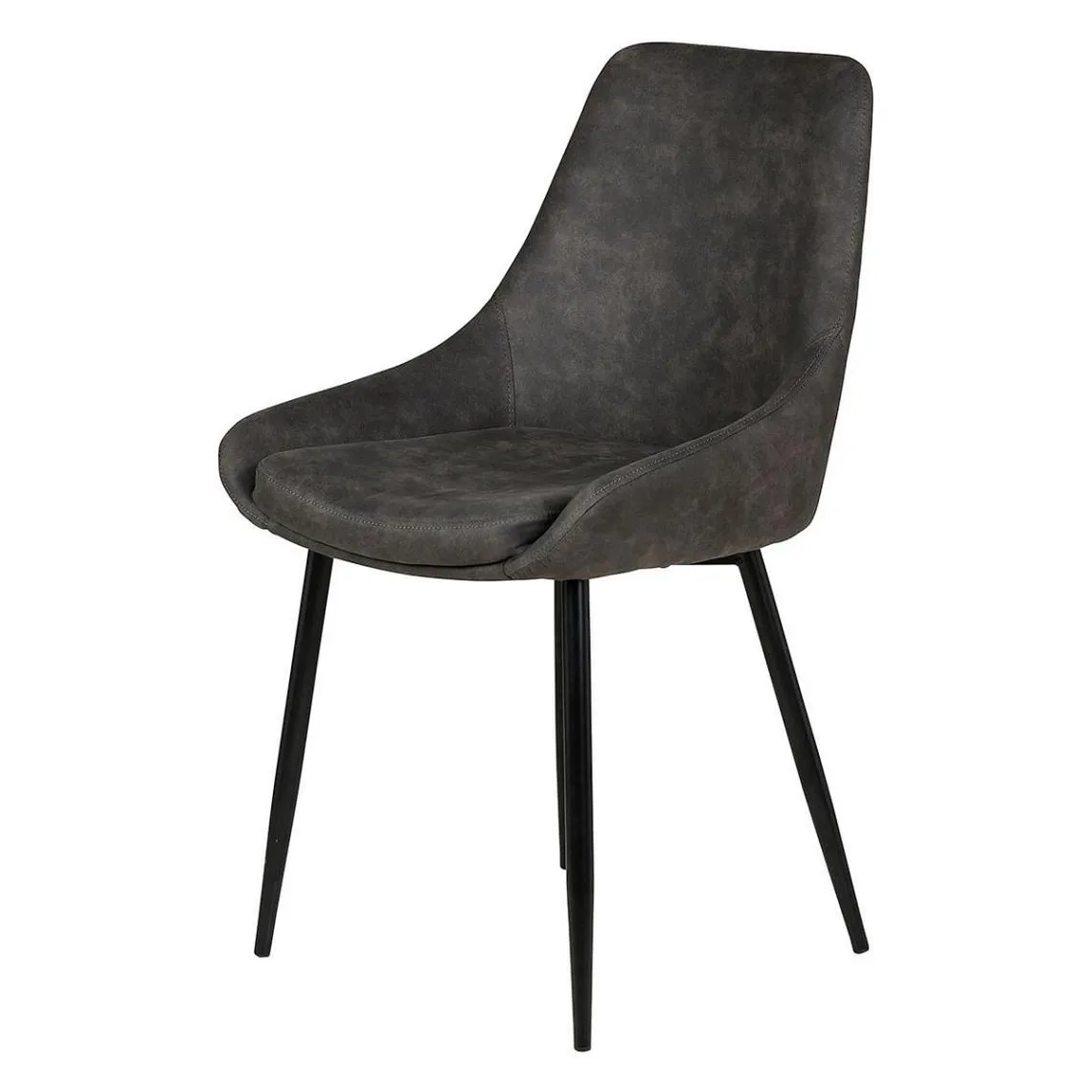 Lot de 2 chaises tissu effet daim gris foncé | 3 Suisses