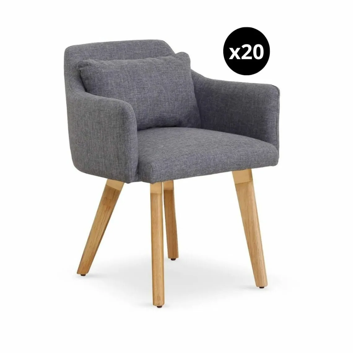 Lot de 20 chaises / fauteuils scandinaves Gybson Tissu Gris clair | 3 Suisses