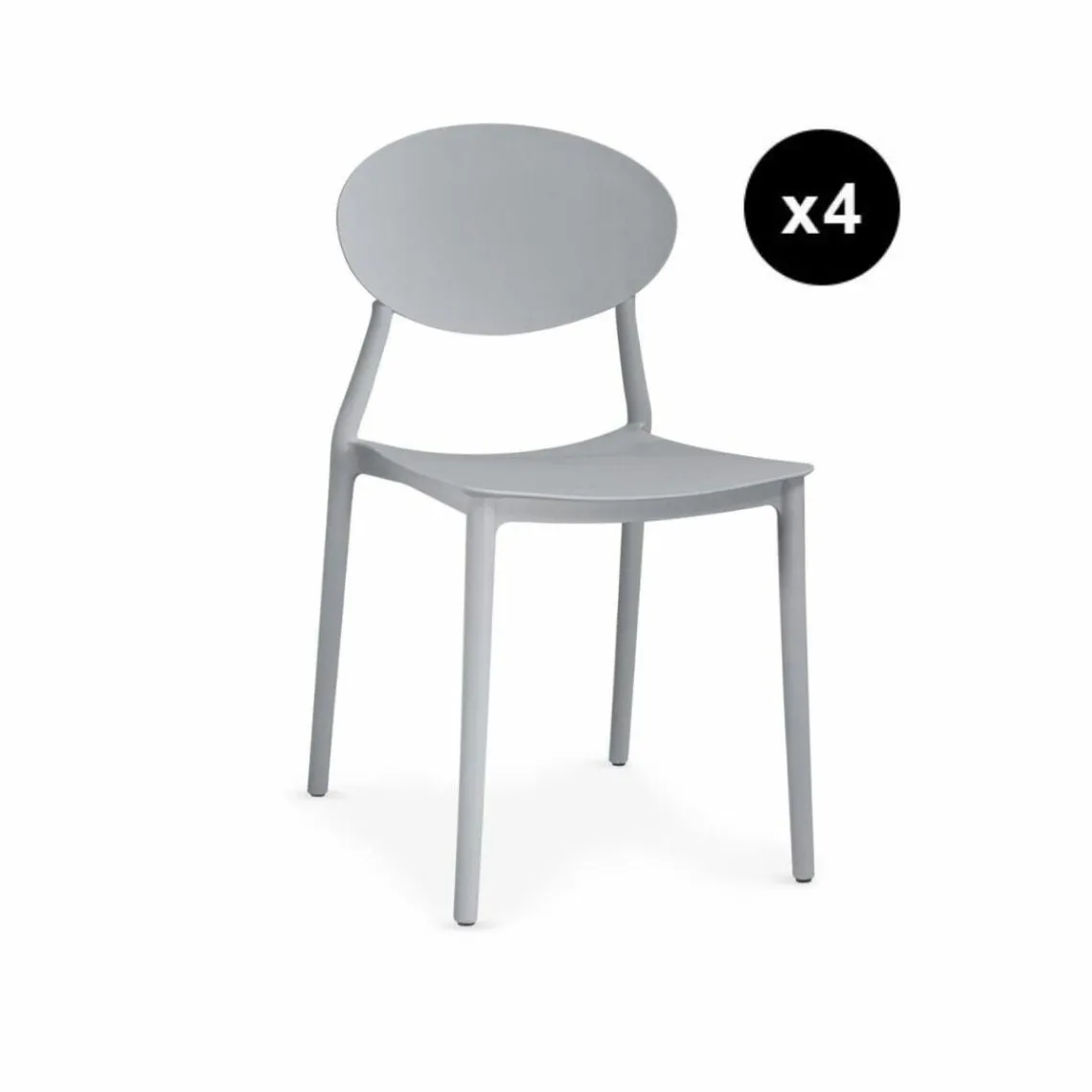 Lot de 4 chaises empilables Gris  | 3 Suisses