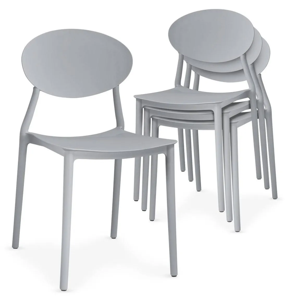 Lot de 4 chaises empilables Gris  | 3 Suisses