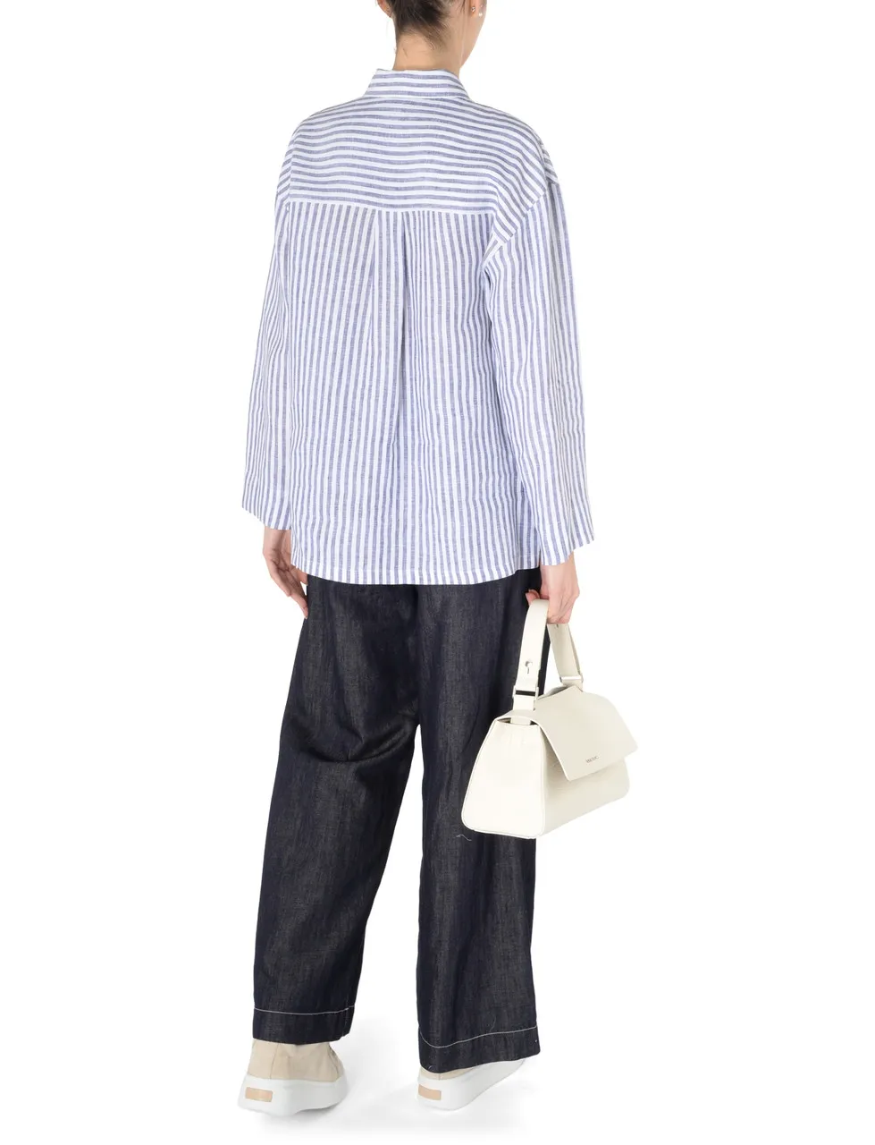 Max Mara Chemise 'S', lin rayé bleu et blanc