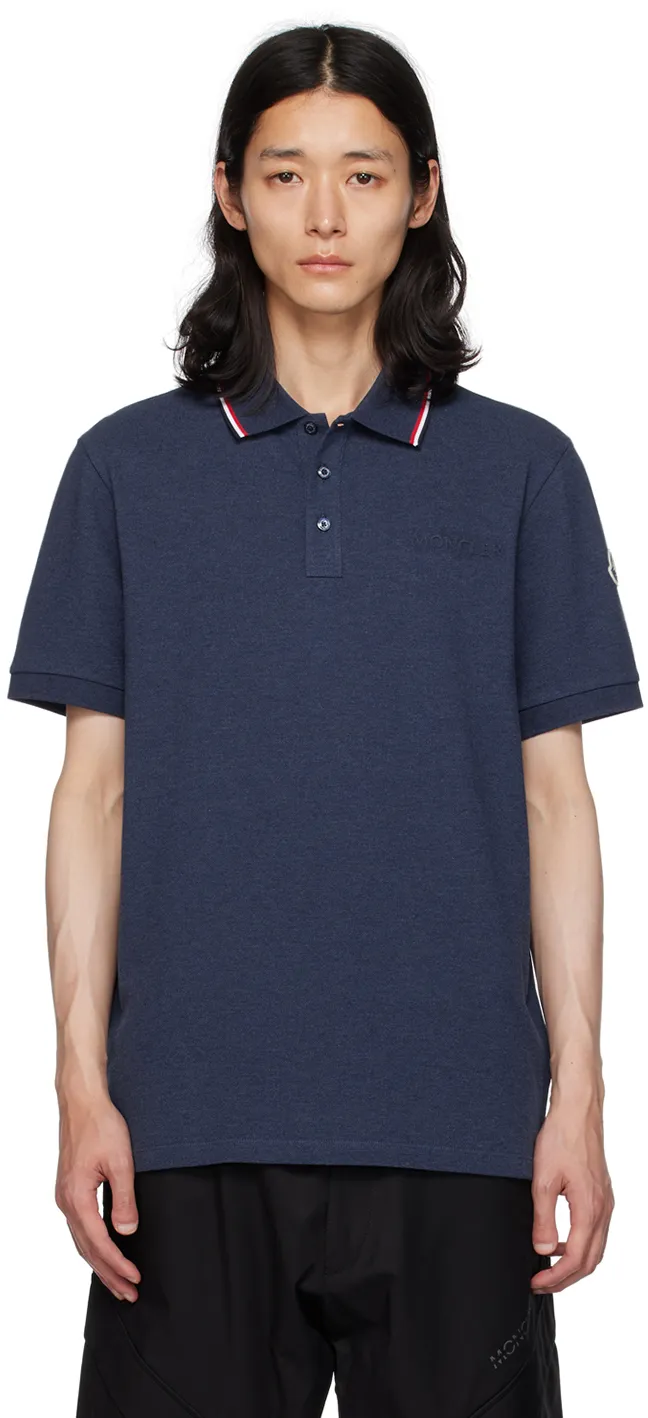   Moncler  Navy Embossed Polo