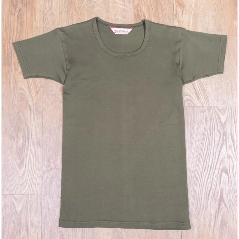 Pack de 2 T-shirts tubulaires col rond vert kaki 1947 Round Neck Set Olive Drab - Pike Brothers