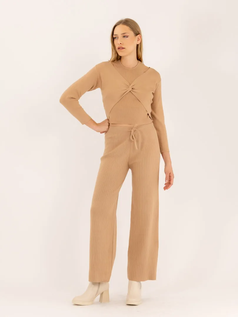 Pantalon droit en maille élastique