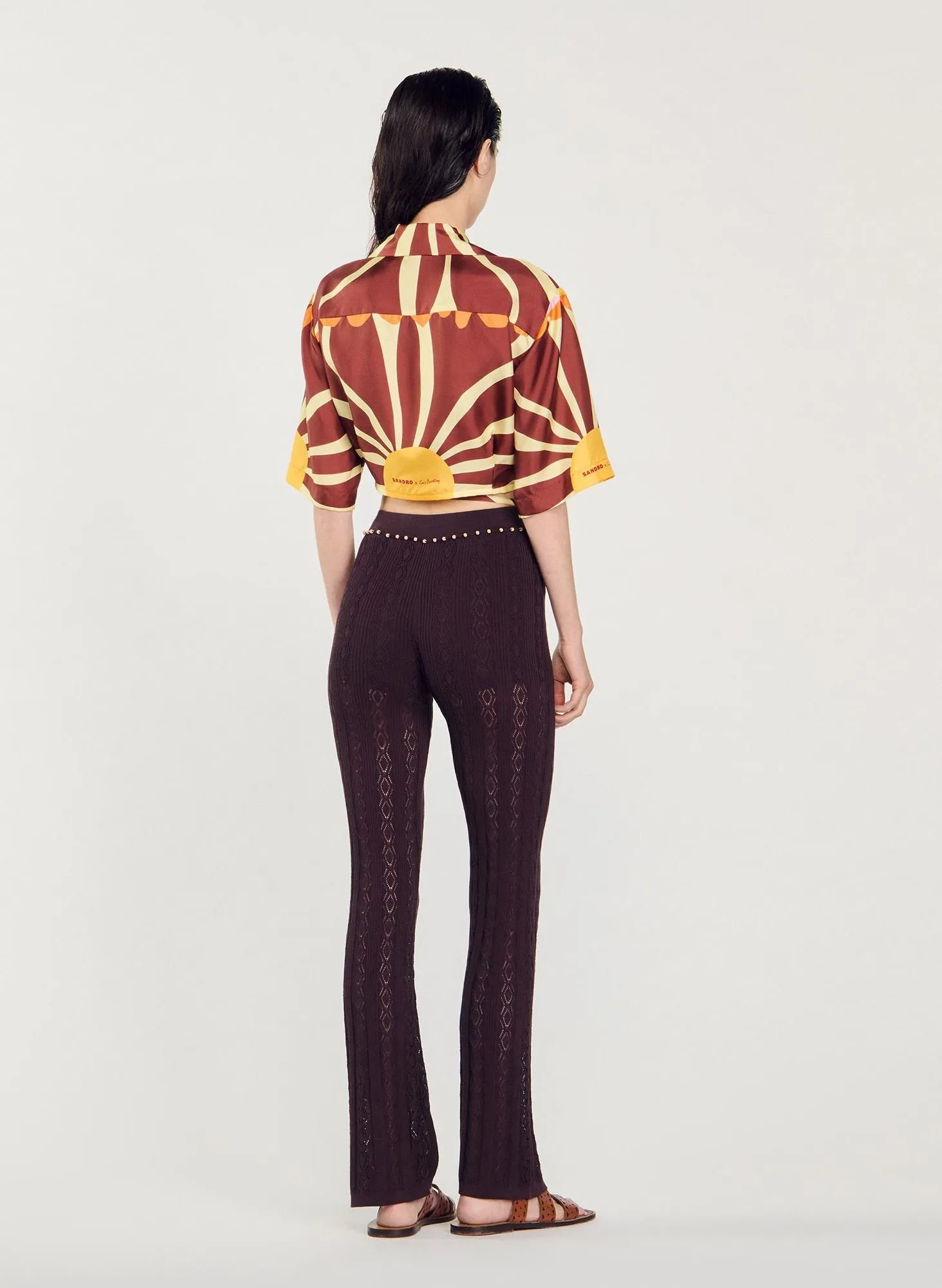 PANTALON FLARE EN MAILLE AJOURéE - SANDRO pour FEMME | Printemps