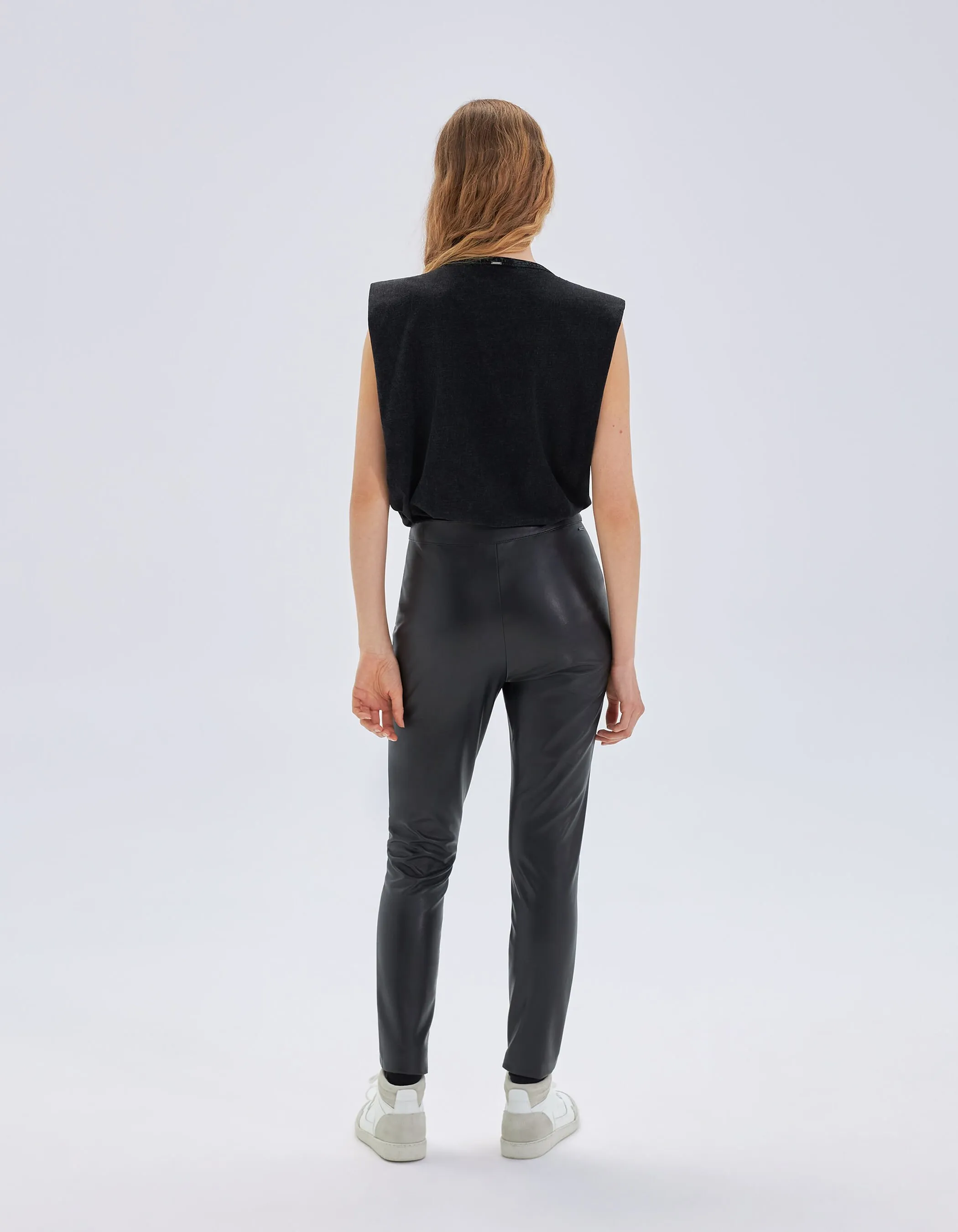 Pantalon skinny noir rock à pressions apparents Femme